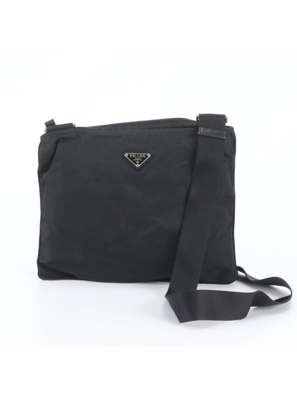 Prada Tessuto Nylon Triangle Logo Shoulder Bag Crossbody Messenger Black